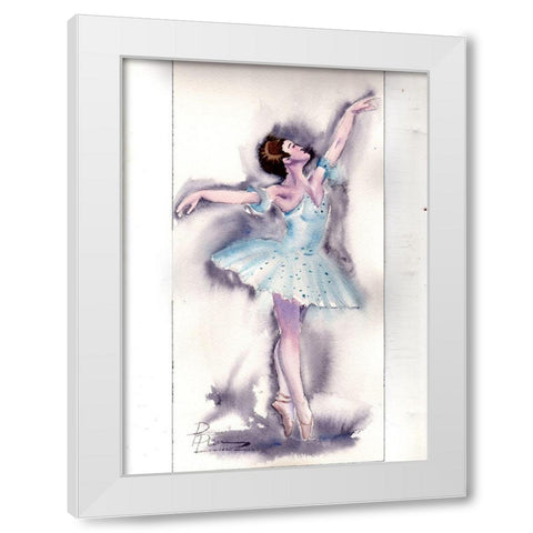 Ballet Dancer White Modern Wood Framed Art Print by Shefranov, Olga