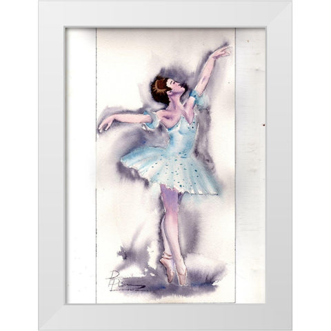 Ballet Dancer White Modern Wood Framed Art Print by Shefranov, Olga