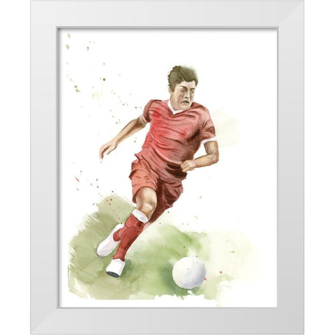 Soccer Player White Modern Wood Framed Art Print by Shefranov, Olga