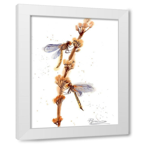 Dragonflies White Modern Wood Framed Art Print by Shefranov, Olga