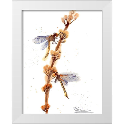 Dragonflies White Modern Wood Framed Art Print by Shefranov, Olga