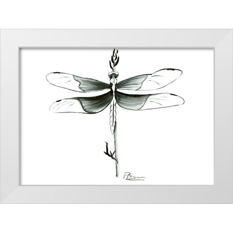 Dragonfly White Modern Wood Framed Art Print by Shefranov, Olga