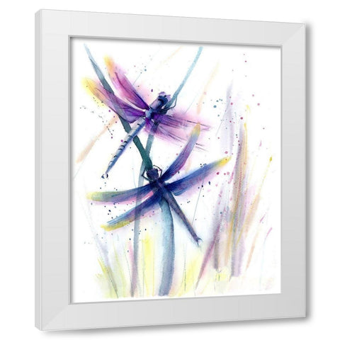 Dragonflies II White Modern Wood Framed Art Print by Shefranov, Olga