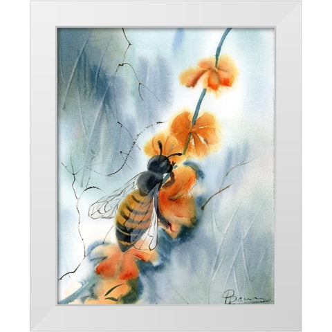 Bee III White Modern Wood Framed Art Print by Shefranov, Olga