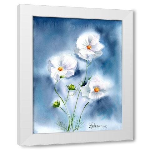 White Flowers White Modern Wood Framed Art Print by Shefranov, Olga
