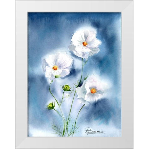 White Flowers White Modern Wood Framed Art Print by Shefranov, Olga
