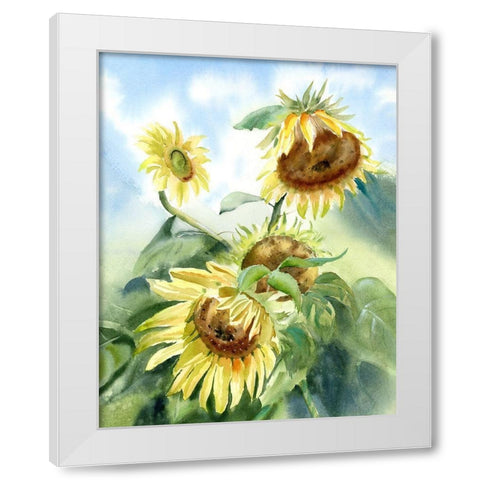 Sunflowers White Modern Wood Framed Art Print by Shefranov, Olga