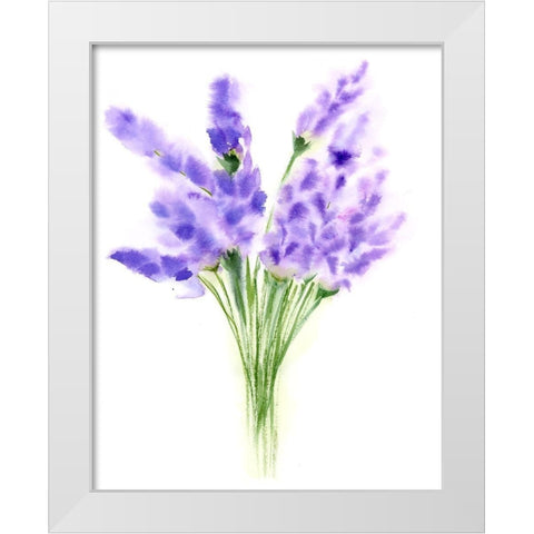 Purple Flowers IV White Modern Wood Framed Art Print by Shefranov, Olga
