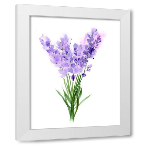 Purple Flowers V White Modern Wood Framed Art Print by Shefranov, Olga