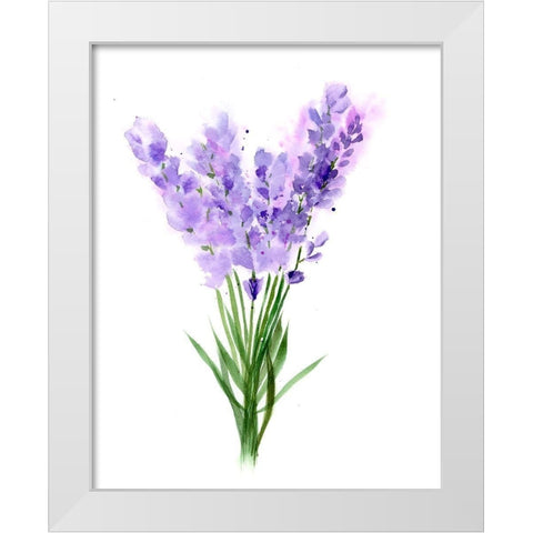 Purple Flowers V White Modern Wood Framed Art Print by Shefranov, Olga