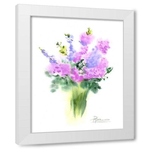 Pink Flowers III White Modern Wood Framed Art Print by Shefranov, Olga