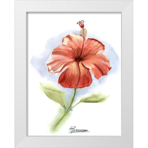 Red Flower White Modern Wood Framed Art Print by Shefranov, Olga