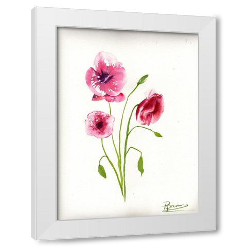 Maroon Flowers II White Modern Wood Framed Art Print by Shefranov, Olga