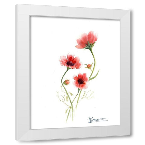 Orange Flowers III White Modern Wood Framed Art Print by Shefranov, Olga