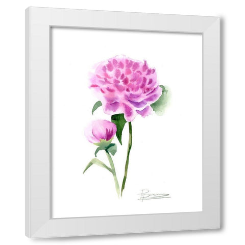 Pink Flowers IV White Modern Wood Framed Art Print by Shefranov, Olga