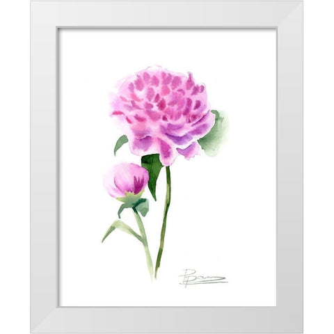 Pink Flowers IV White Modern Wood Framed Art Print by Shefranov, Olga