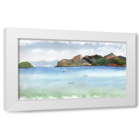 Ocean Scape White Modern Wood Framed Art Print by Shefranov, Olga