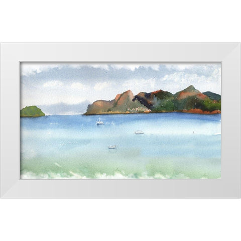 Ocean Scape White Modern Wood Framed Art Print by Shefranov, Olga