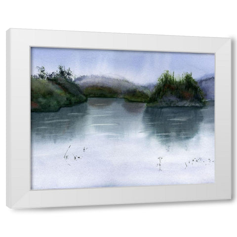 Lake Scape White Modern Wood Framed Art Print by Shefranov, Olga