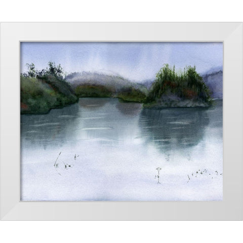 Lake Scape White Modern Wood Framed Art Print by Shefranov, Olga