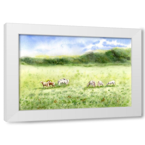Field Scape White Modern Wood Framed Art Print by Shefranov, Olga