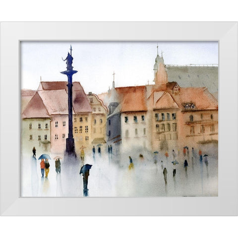 Cityscape White Modern Wood Framed Art Print by Shefranov, Olga