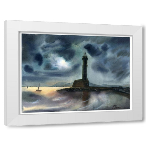 Lighthouse White Modern Wood Framed Art Print by Shefranov, Olga