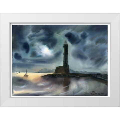 Lighthouse White Modern Wood Framed Art Print by Shefranov, Olga