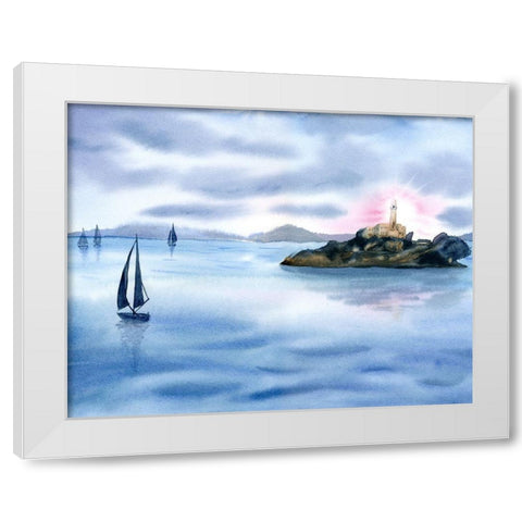Sailboats White Modern Wood Framed Art Print by Shefranov, Olga