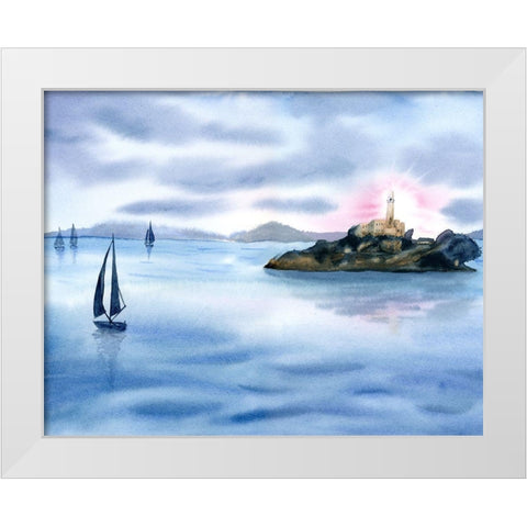 Sailboats White Modern Wood Framed Art Print by Shefranov, Olga