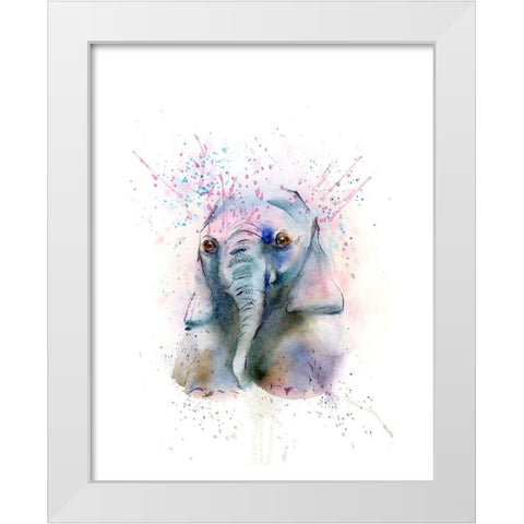 Elephant White Modern Wood Framed Art Print by Shefranov, Olga