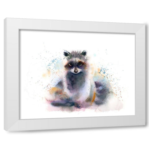 Raccoon White Modern Wood Framed Art Print by Shefranov, Olga
