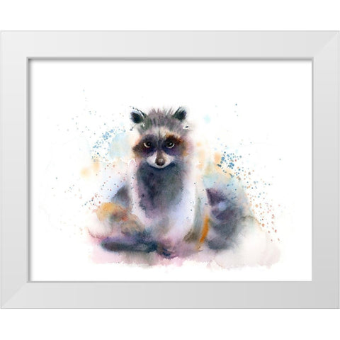 Raccoon White Modern Wood Framed Art Print by Shefranov, Olga