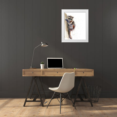 Raccoon II White Modern Wood Framed Art Print by Shefranov, Olga