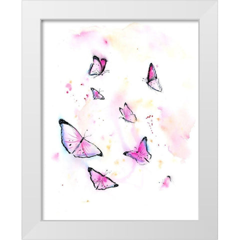Butterflies I White Modern Wood Framed Art Print by Shefranov, Olga