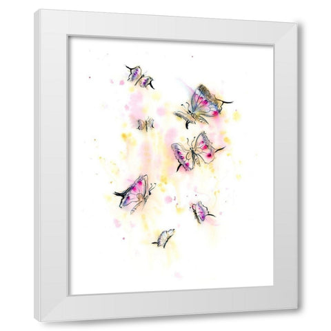 Butterflies II White Modern Wood Framed Art Print by Shefranov, Olga
