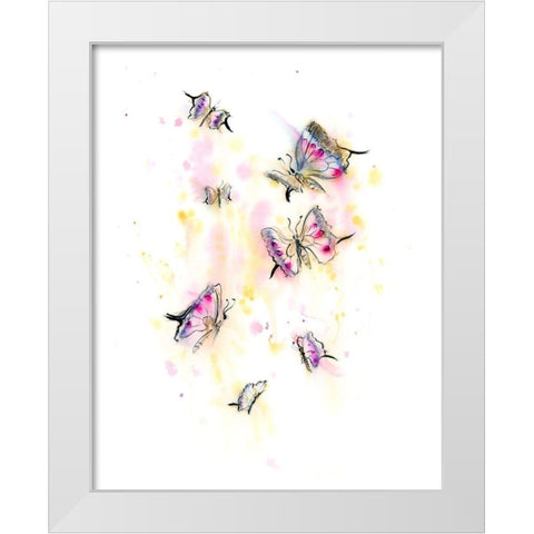 Butterflies II White Modern Wood Framed Art Print by Shefranov, Olga