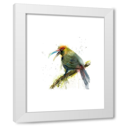 Green Bird White Modern Wood Framed Art Print by Shefranov, Olga