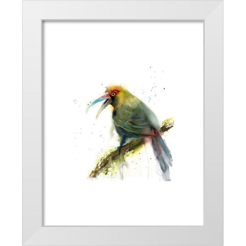 Green Bird White Modern Wood Framed Art Print by Shefranov, Olga
