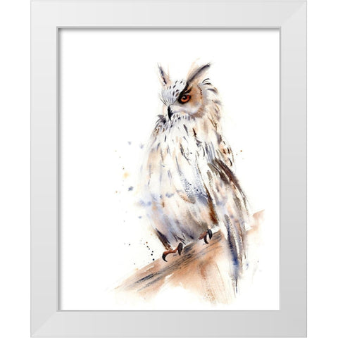 Owl White Modern Wood Framed Art Print by Shefranov, Olga