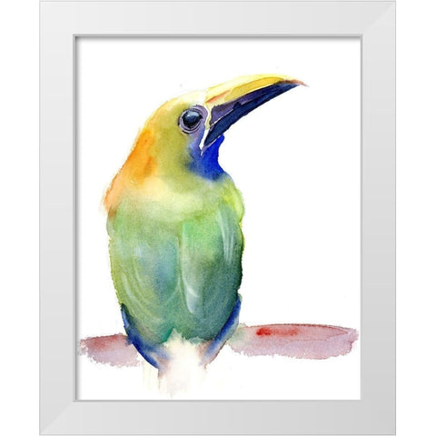 Green Bird II White Modern Wood Framed Art Print by Shefranov, Olga