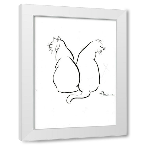 Cat Outlines White Modern Wood Framed Art Print by Shefranov, Olga