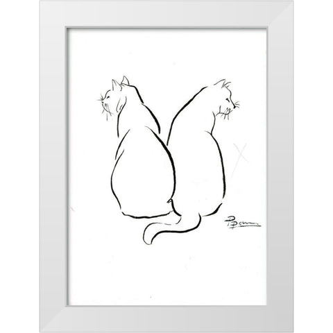 Cat Outlines White Modern Wood Framed Art Print by Shefranov, Olga