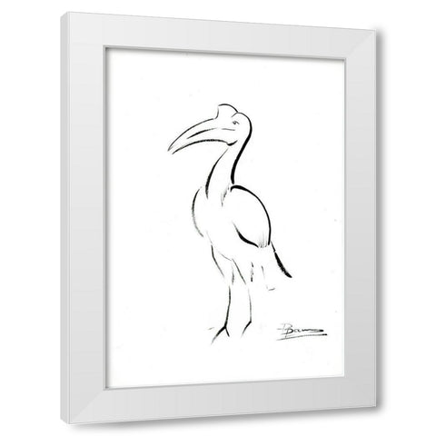 Bird Outline White Modern Wood Framed Art Print by Shefranov, Olga