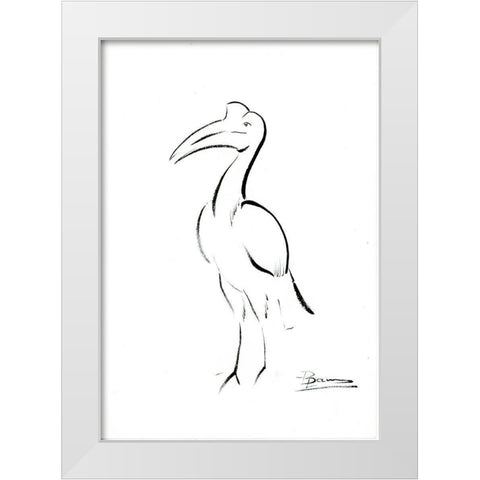 Bird Outline White Modern Wood Framed Art Print by Shefranov, Olga