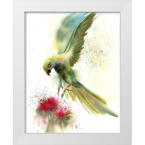 Green Bird White Modern Wood Framed Art Print by Shefranov, Olga