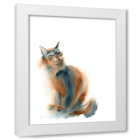Ginger Cat White Modern Wood Framed Art Print by Shefranov, Olga