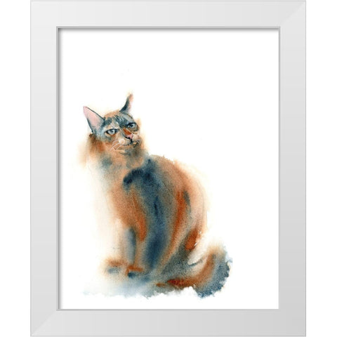 Ginger Cat White Modern Wood Framed Art Print by Shefranov, Olga
