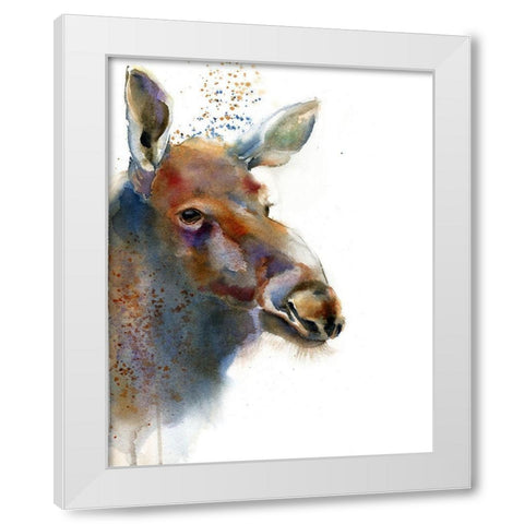 Moose White Modern Wood Framed Art Print by Shefranov, Olga