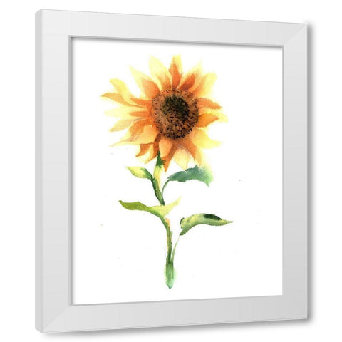 Sunflower III White Modern Wood Framed Art Print by Shefranov, Olga